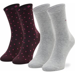 Dámské klasické ponožky Tommy Hilfiger 100001493 Burgundy 021
