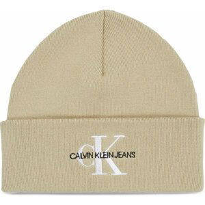 Čepice Calvin Klein Jeans Monologo Embro Beanie K50K511160 Plaza Taupe PED