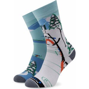 Klasické ponožky Unisex Funny Socks Ski Jumping SM1/18 Modrá