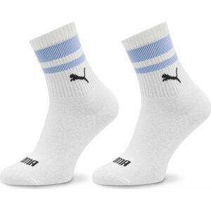 Sada 2 párů vysokých ponožek unisex Puma Unisex Heritage 938022 White / Blue 03