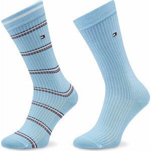 Sada 2 párů dámských vysokých ponožek Tommy Hilfiger 701222645 Light Blue/Multicolor 039