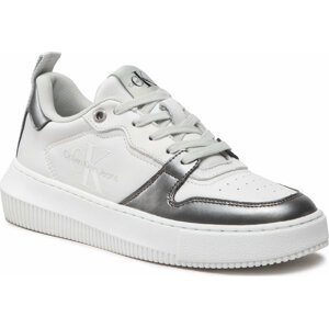 Sneakersy Calvin Klein Jeans Chunky Cupsole Laceup Metallic YW0YW007830LB White/Silver 0LB