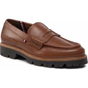 Polobotky Tommy Hilfiger Fashion Leather Loafer FM0FM04107 Hnědá