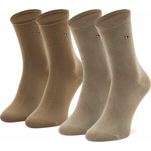 Dámské klasické ponožky Tommy Hilfiger 701221054 Beige Combo 002