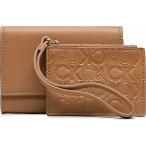 Malá dámská peněženka Calvin Klein Re-Lock Bifold & Cardholder Sm K60K611092 Brown Sugar GQ4