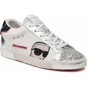 Sneakersy KARL LAGERFELD KL60136F Off White Text Lthr w/Silver