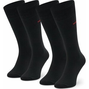 Sada 2 párů pánských vysokých ponožek Hugo 2P Rs Uni Cc 50468099 Black 001
