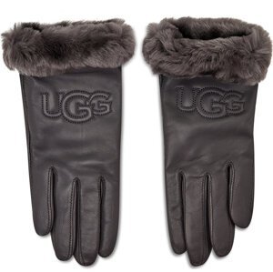 Dámské rukavice Ugg W Classic Leather Logo Glove 19034 Mtl