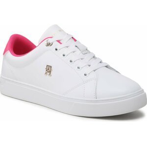 Sneakersy Tommy Hilfiger Elevated Essential Court Sneaker FW0FW07377 White/Bright Cerise Pink 01S