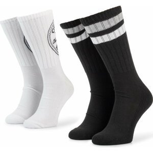 Sada 2 párů vysokých ponožek unisex Converse E744A-2020 Černá