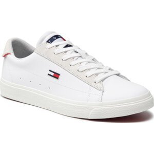 Sneakersy Tommy Jeans Leather Low Cut Vulc EN0EN01502 White YBR