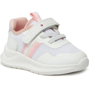 Sneakersy Tommy Hilfiger Stripes Low Cut Lace-Up Velcro Sneaker T1A9-33222-1697 M White/Pink X134