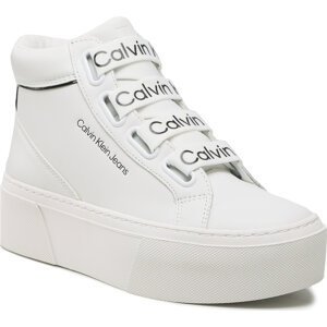 Sneakersy Calvin Klein Jeans Flatform Mid Branded Laces YW0YW00869 White/Black 0K4