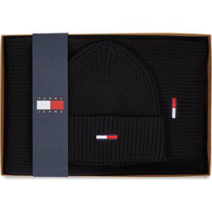 Sada čepice a šál Tommy Hilfiger Tjw Flag Beanie And Scarf AM0AM11677 Black BDS