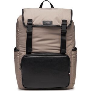 Batoh Tommy Hilfiger Th Lux Nylon Flap Backpack AM0AM11817 Smooth Taupe PKB