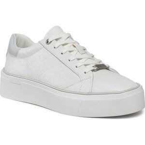 Sneakersy Calvin Klein Flatform C Lace Up - Mono Mix HW0HW01870 White/Pearl Grey 0K9