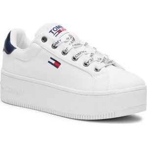 Sneakersy Tommy Jeans Iconic Essential Flatform EN0EN01358 White YBR