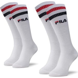 Sada 2 párů vysokých ponožek unisex Fila Calza F9637 White 300