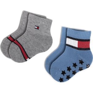 Sada 2 párů dětských vysokých ponožek Tommy Hilfiger 320504001 Blue Combo 025