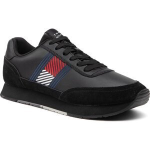 Sneakersy Tommy Hilfiger Essential Runner Flag Leather FM0FM03928 Black BDS