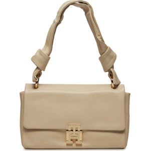 Kabelka Tommy Hilfiger Pushlock Leather Shoulder Bag AW0AW15685 Cream 0K4