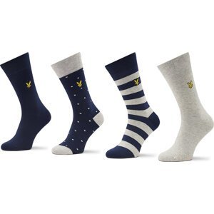 Sada 4 párů pánských vysokých ponožek Lyle & Scott Eugene 5455 Peacoat/Stripe/Lgm/Polka Dot 318