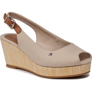 Espadrilky Tommy Hilfiger Iconic Elba Sling Back Wedge FW0FW04788 Béžová