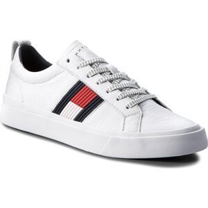 Sneakersy Tommy Hilfiger Flag Detail Leather Sneaker FM0FM01712 White 100