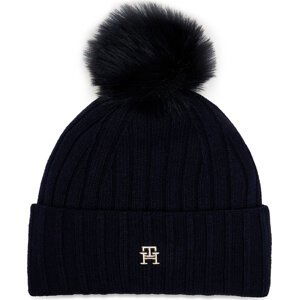 Čepice Tommy Hilfiger Essential Chic Pompom Beanie AW0AW16125 Space Blue DW6