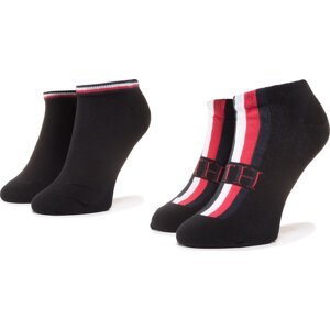 Sada 2 párů nízkých ponožek unisex Tommy Hilfiger 320204001 Black 200