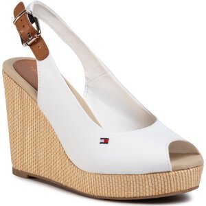 Espadrilky Tommy Hilfiger Iconic Elena Sling Back Wedge FW0FW04789 Ivory YBI