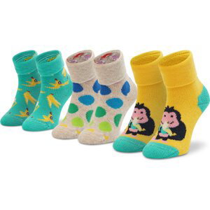 Sada 3 párů dětských vysokých ponožek Happy Socks XKJUN08-0200 Zelená