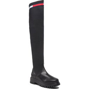 Mušketýrky Tommy Jeans Knit Overknee Boot EN0EN01830 Black BDS