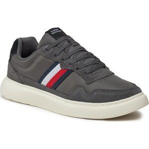 Sneakersy Tommy Hilfiger Light Cupsole Lth Mix Stripes FM0FM04889 Antique Silver PRT