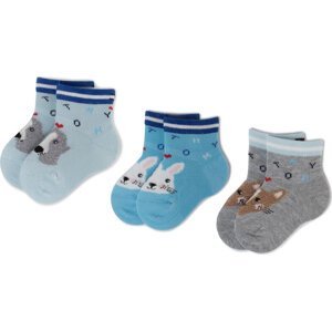 Sada 3 párů dětských vysokých ponožek Tommy Hilfiger 495002001 Grey/Blue 323