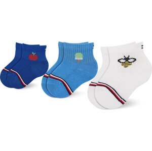 Sada 3 párů dětských vysokých ponožek Tommy Hilfiger 100002325 Blue Combo 002