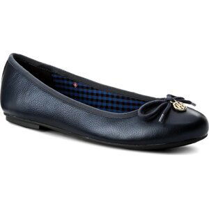 Baleríny Tommy Hilfiger Basic Metallic Balerina Charm FW0FW02647 Tommy Navy 406