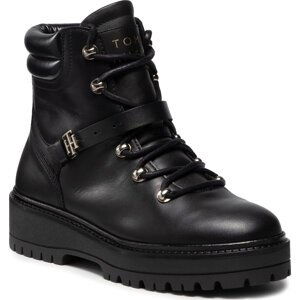 Polokozačky Tommy Hilfiger Polished Leather Flat Boot FW0FW06042 Black BDS