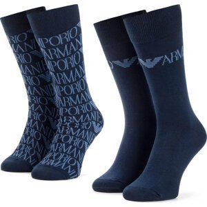 Sada 2 párů pánských vysokých ponožek Emporio Armani 302302 9P284 02139 r.39/46 Blu