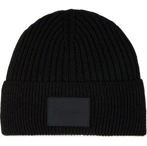 Čepice Calvin Klein Tonal Rubber Patch Beanie K50K511291 Ck Black BEH