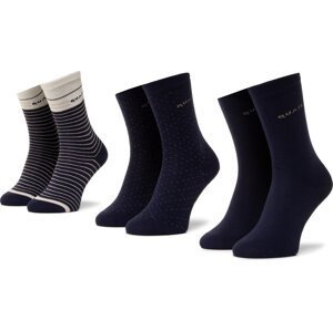 Sada 3 párů dámských vysokých ponožek QUAZI QZ-SOCKS-65-04-WOMAN-003 Tmavomodrá