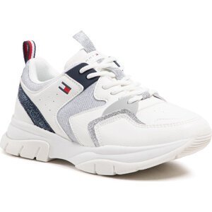 Sneakersy Tommy Hilfiger Low Cute Lace-Up Sneaker T3A4-31034-0991 M White/Silver/Blu Y955