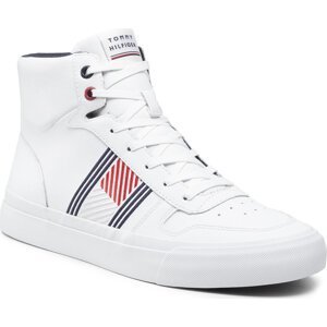 Sneakersy Tommy Hilfiger Core Corporate High Leather Flag FM0FM03939 White YBR