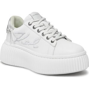 Sneakersy KARL LAGERFELD KL42372A White Lthr w/Silver 01S
