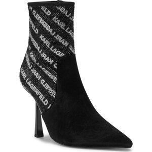 Polokozačky KARL LAGERFELD KL31354 Black Suede/Textile 700