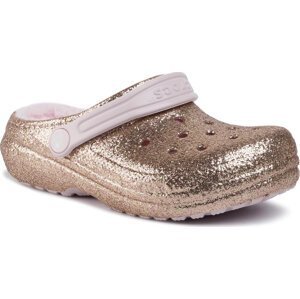 Nazouváky Crocs Classic Glitter Lined Clog K 205937 Gold/Barely Pink