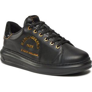 Sneakersy KARL LAGERFELD KL52539 Black Lthr w/Gold 00G