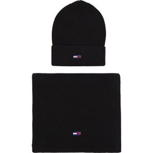 Set čepice a tunelová šála Tommy Hilfiger Tjw Flag Beanie And Scarf AW0AW15482 Black BDS