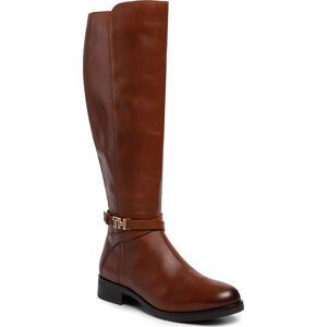 Kozačky ve vojenském stylu Tommy Hilfiger Th Hardware Leather Longboot FW0FW04283 Ginger Bread 202