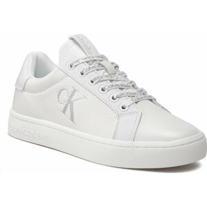 Sneakersy Calvin Klein Jeans Classic Cupsole Laceup Low Tu Lth YW0YW00829 Triple White 0K8